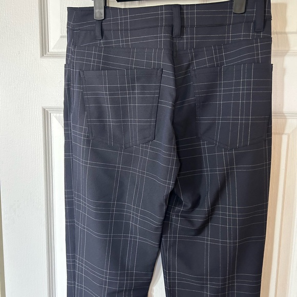 Theory Navy Check Plaid Dover Capri Cropped Trouser Pant size 4 - Picture 6 of 9